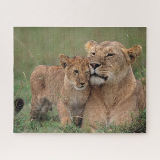 Niedliche Kleintiere | Lion Cub & Mother Puzzle (Horizontal)