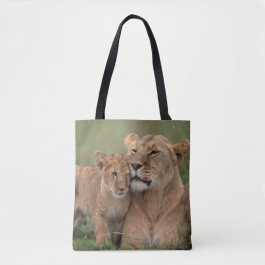 Niedliche Kleintiere | Lion Cub & Mother Tasche (Vorderseite)