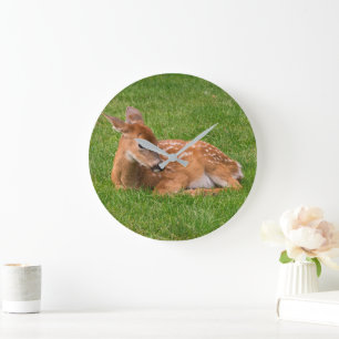 Niedliche Kleintiere Little Fawn Große Wanduhr