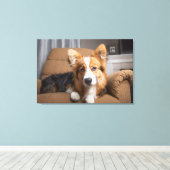 Niedliche Kleintiere | Long Hair Corgi Puppy Leinwanddruck (Insitu (Holzboden))