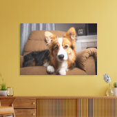 Niedliche Kleintiere | Long Hair Corgi Puppy Leinwanddruck (Insitu (Wohnzimmer))