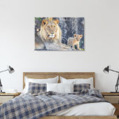 Niedliche Kleintiere | Löwe Vater & Cub Leinwanddruck (Insitu (Schlafzimmer))