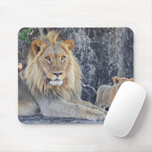 Niedliche Kleintiere | Löwe Vater & Cub Mousepad (Mit Mouse)