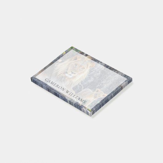 Niedliche Kleintiere | Löwe Vater & Cub Post-it Klebezettel (angewinkelt)