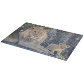 Niedliche Kleintiere | Löwe Vater & Cub Schneidebrett (Ecke)