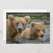 Niedliche Kleintiere | Mama Bear & Ihre Cubs Dankeskarte (Vorne/Hinten)