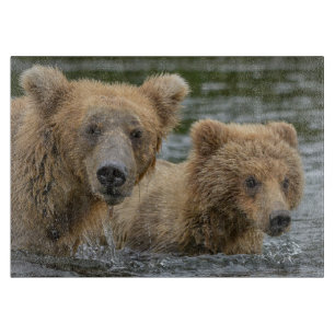 Niedliche Kleintiere   Mama Bear & Ihre Cubs Schneidebrett