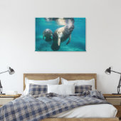 Niedliche Kleintiere | Manatee & Baby Leinwanddruck (Insitu (Schlafzimmer))