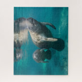 Niedliche Kleintiere | Manatee & Baby Puzzle (Vertikal)