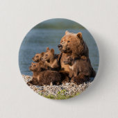 Niedliche Kleintiere | Mutter Bären & Cubs Button (Vorderseite)