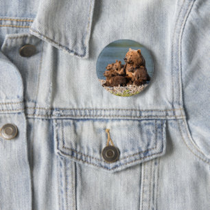 Niedliche Kleintiere Mutter Bären & Cubs Button