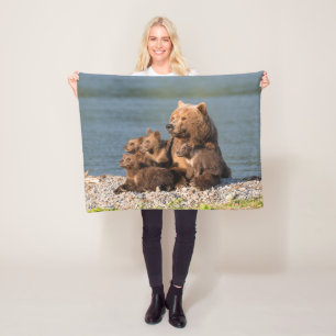 Niedliche Kleintiere Mutter Bären & Cubs Fleecedecke