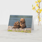 Niedliche Kleintiere | Mutter Bären & Cubs Karte (Gelbe Blume)