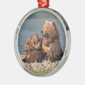 Niedliche Kleintiere | Mutter Bären & Cubs Ornament Aus Metall (Links)