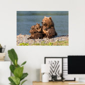Niedliche Kleintiere | Mutter Bären & Cubs Poster (Heimbüro)