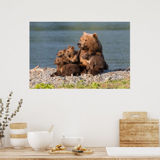 Niedliche Kleintiere | Mutter Bären & Cubs Poster (Küche)