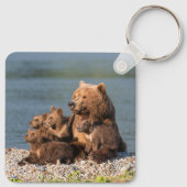 Niedliche Kleintiere | Mutter Bären & Cubs Schlüsselanhänger (Rückseite)