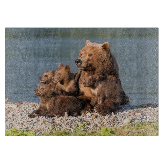 Niedliche Kleintiere | Mutter Bären & Cubs Schneidebrett (Vorderseite)