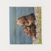 Niedliche Kleintiere | Mutter Bären & Cubs Wandteppich (Vorderseite)