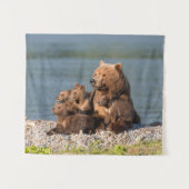 Niedliche Kleintiere | Mutter Bären & Cubs Wandteppich (Vorderseite (Horizontal))