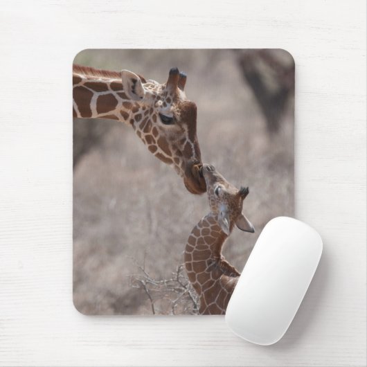 Niedliche Kleintiere | Mutter und Baby Giraffe Mousepad (Mit Mouse)