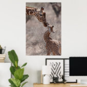 Niedliche Kleintiere | Mutter und Baby Giraffe Poster (Heimbüro)