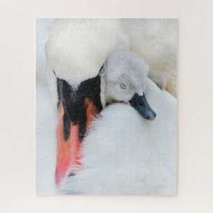 Niedliche Kleintiere Mutter und Baby Mute Swan Puzzle