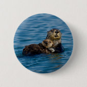 Niedliche Kleintiere | Mutter und Baby Sea Otter Button (Vorderseite)