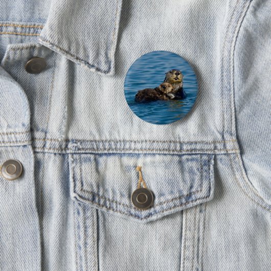 Niedliche Kleintiere | Mutter und Baby Sea Otter Button (Beispiel)