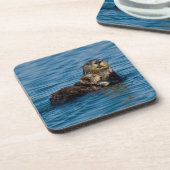 Niedliche Kleintiere | Mutter und Baby Sea Otter Getränkeuntersetzer (Linke Seite)