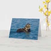 Niedliche Kleintiere | Mutter und Baby Sea Otter Karte (Gelbe Blume)