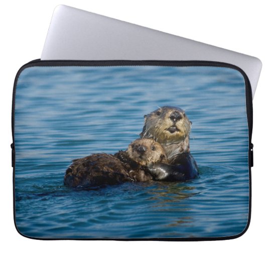Niedliche Kleintiere | Mutter und Baby Sea Otter Laptopschutzhülle (Vorderseite)
