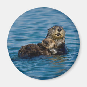 Niedliche Kleintiere Mutter und Baby Sea Otter Magnet
