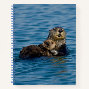 Niedliche Kleintiere   Mutter und Baby Sea Otter Notizblock