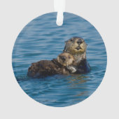 Niedliche Kleintiere | Mutter und Baby Sea Otter Ornament (Rückseite)