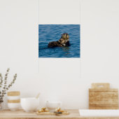 Niedliche Kleintiere | Mutter und Baby Sea Otter Poster (Küche)