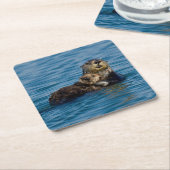 Niedliche Kleintiere | Mutter und Baby Sea Otter Rechteckiger Pappuntersetzer (angewinkelt)