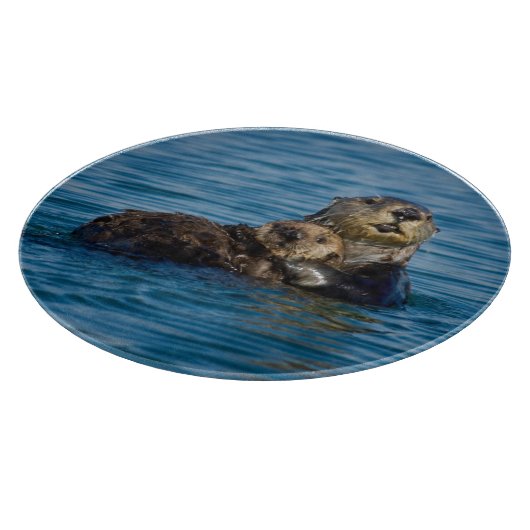 Niedliche Kleintiere | Mutter und Baby Sea Otter Schneidebrett (Ecke)