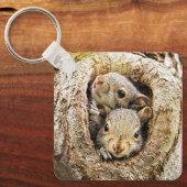 Niedliche Kleintiere | Neugierige Baby-Eichhörnche Schlüsselanhänger (Vorderseite)