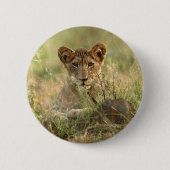 Niedliche Kleintiere | Niedlich Baby Lion Cub Button (Vorderseite)