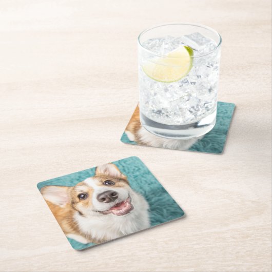 Niedliche Kleintiere | Niedlich Corgi Puppy Smile Rechteckiger Pappuntersetzer (Vor Ort)