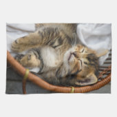 Niedliche Kleintiere | Niedlicher Tabby Cat Sleepi Geschirrtuch (Horizontal)