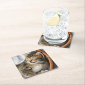 Niedliche Kleintiere | Niedlicher Tabby Cat Sleepi Rechteckiger Pappuntersetzer (Vor Ort)