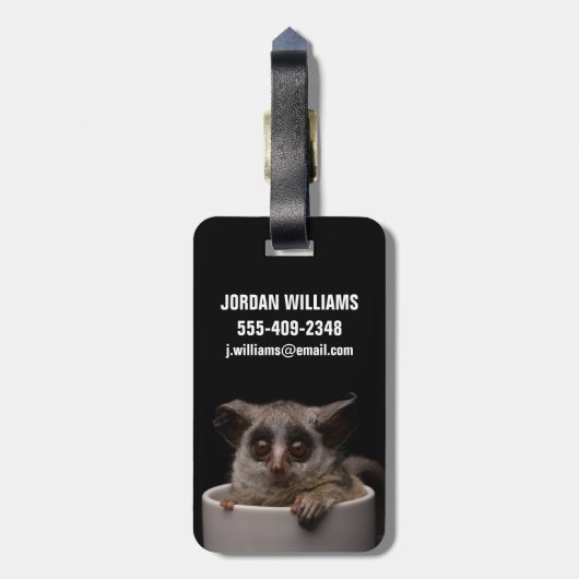 Niedliche Kleintiere | Niedliches Bushbaby Gepäckanhänger (Rückseite vertikal)