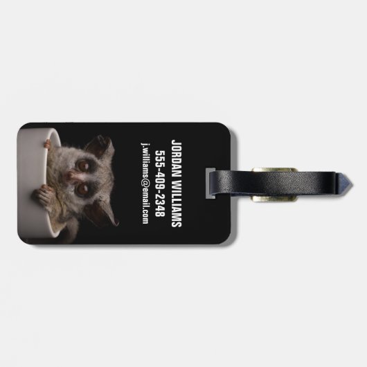 Niedliche Kleintiere | Niedliches Bushbaby Gepäckanhänger (Rückseite horizontal)