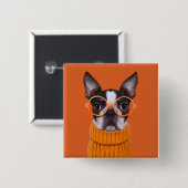 Niedliche Kleintiere | Orange Boston Terrier Button (Vorne & Hinten)