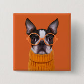 Niedliche Kleintiere | Orange Boston Terrier Button (Vorderseite)
