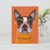 Niedliche Kleintiere | Orange Boston Terrier Dankeskarte (Stehend Vorderseite)