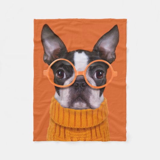 Niedliche Kleintiere | Orange Boston Terrier Fleecedecke (Vorderseite)