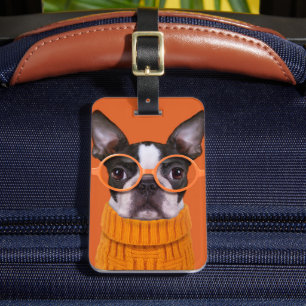 Niedliche Kleintiere   Orange Boston Terrier Gepäckanhänger